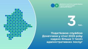 Податковою службою Донеччини у січні 2026 року надано більше 3 тисяч адміністративних послуг