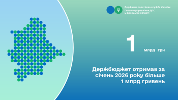 Держбюджет отримав за січень 2026 року більше 1 млрд гривень