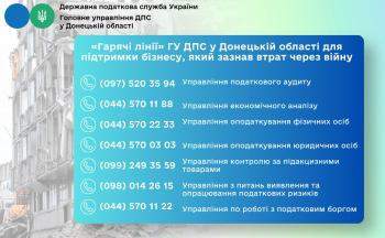 Гарячі лінії податкової Донеччини: куди звертатися з питань пошкодженого майна 